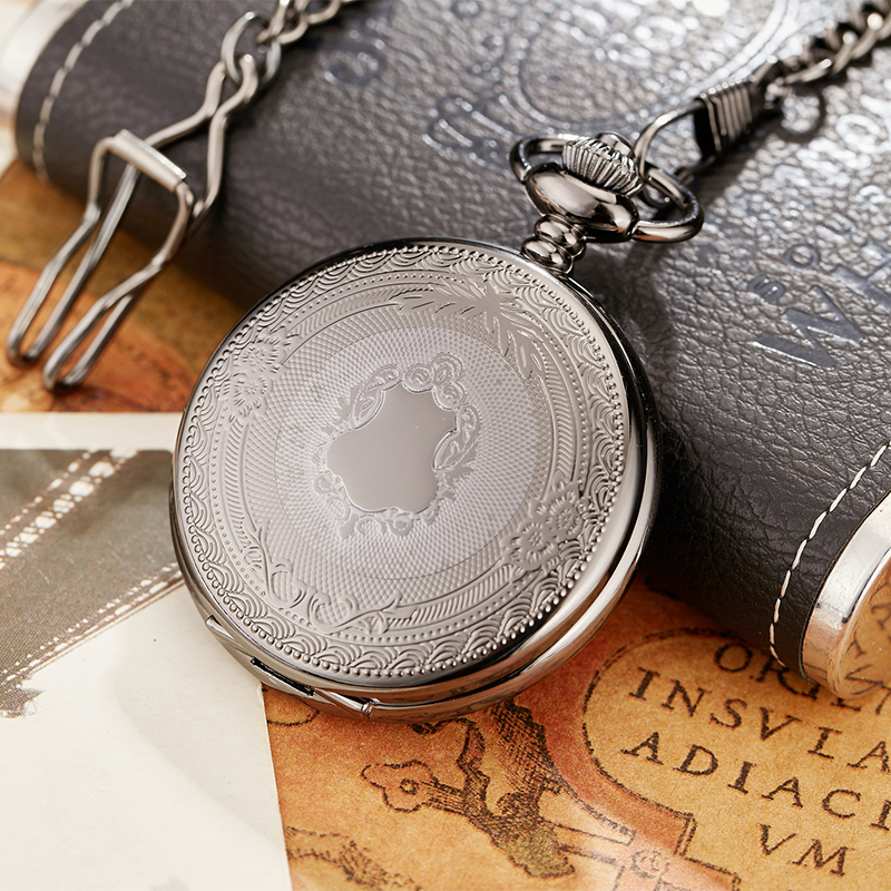 half hunter pocket watch silver