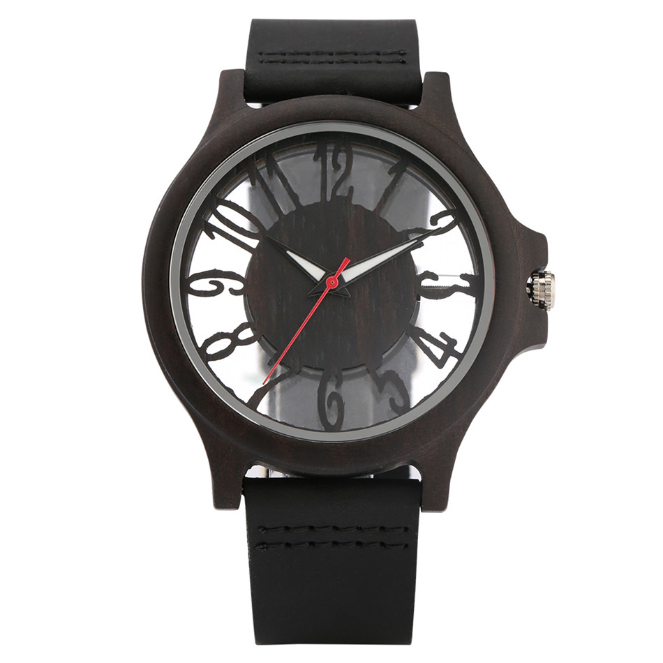 Custom luxury wooden watch accurate time leather strap