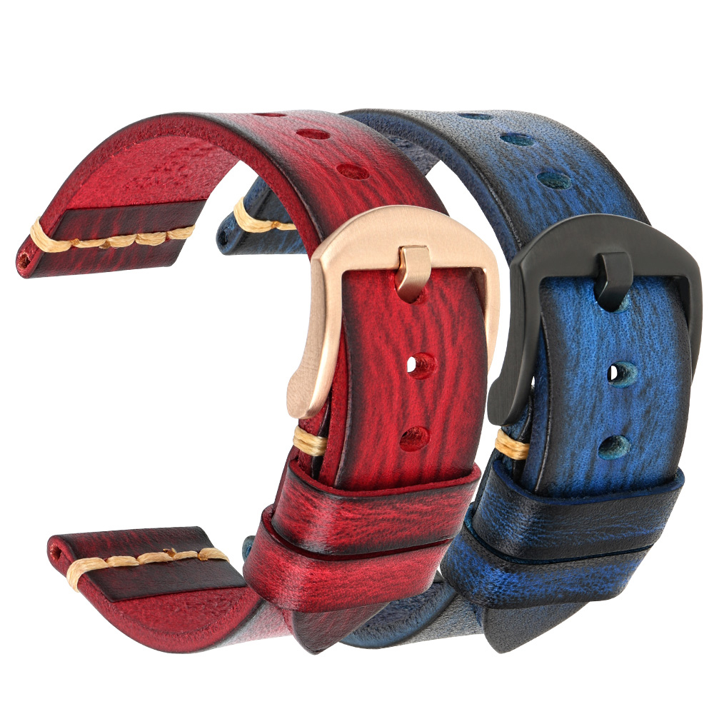 blue leather watch straps