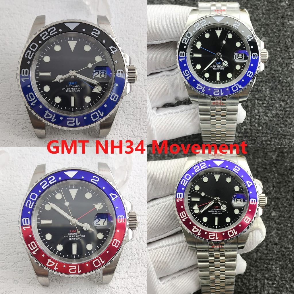 Custom GMT stainless steel watch ceramic bezel