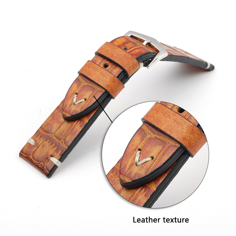 Cowhide strap 20mm watch strap crocodile pattern leather