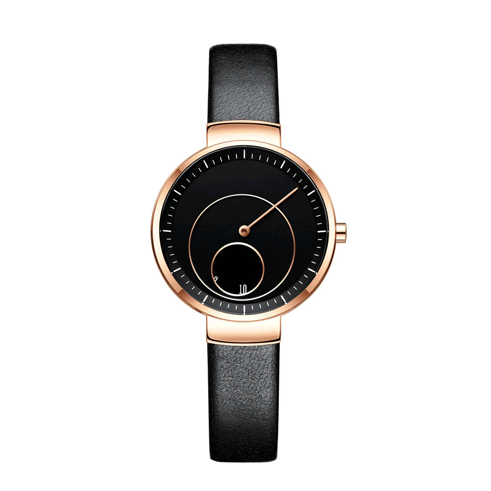 custom quartz brand watch with vegan leather strap