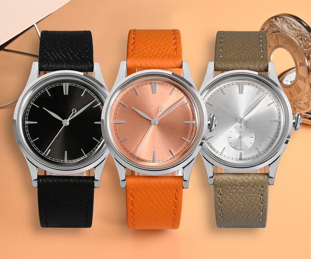 Custom logo vegan leather strap watches quartz movt