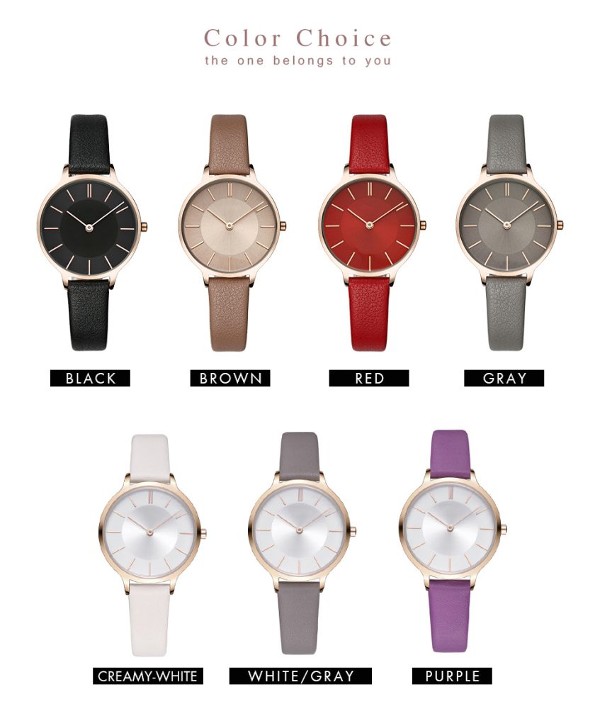 Watch part suppliers custom logo vegan leather strap watches