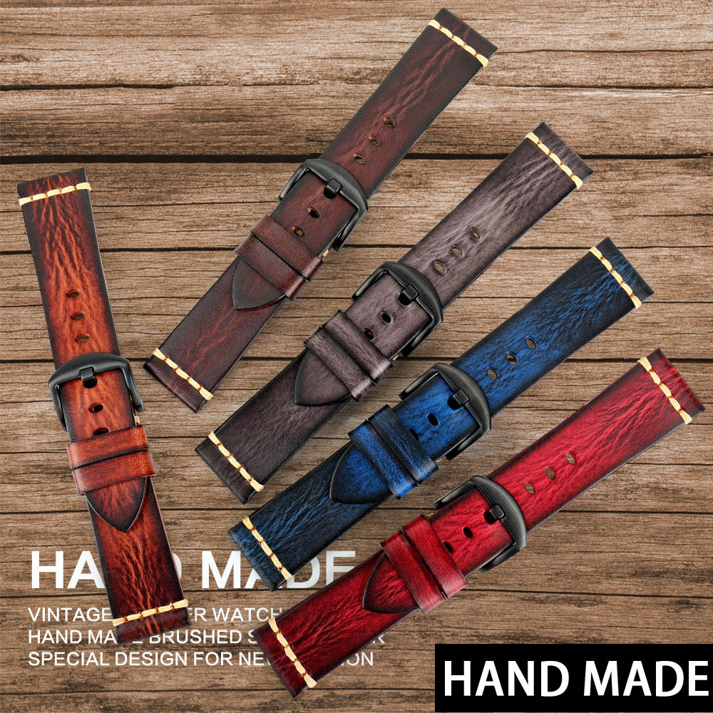 Custom many colors vintage genuine leather watch straps