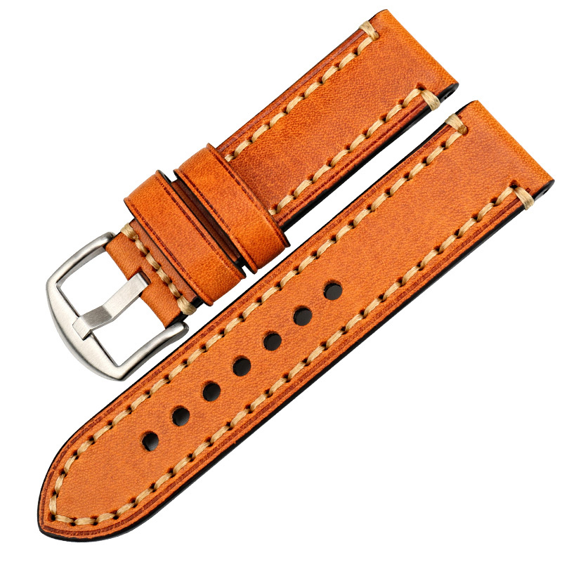 Custom cow genuine leather watch straps buckle with your brands