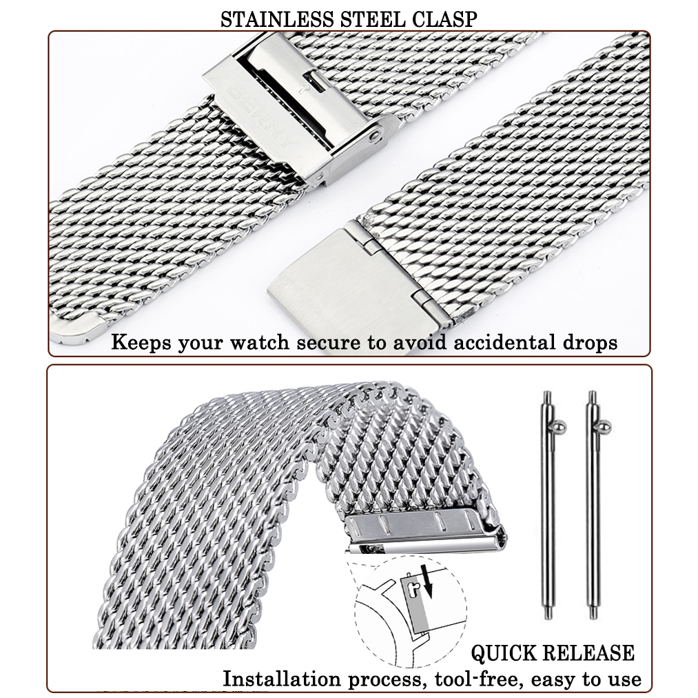 Stainless Steel Metal Mesh Quick Release Strap Milanese Bracelet Replacement