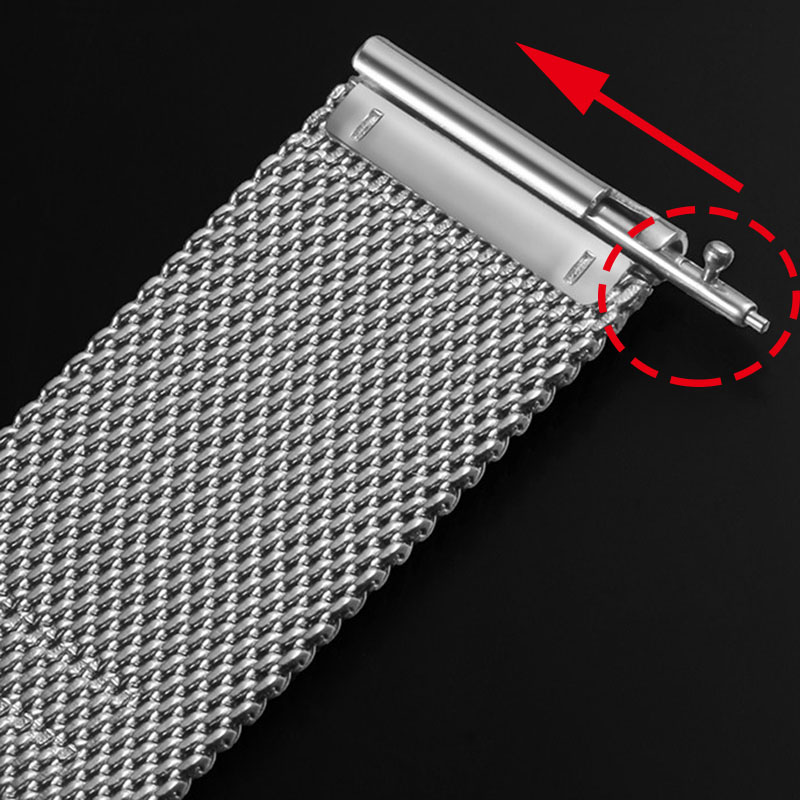 Custom logo on the buckle of stainless steel watch mesh band