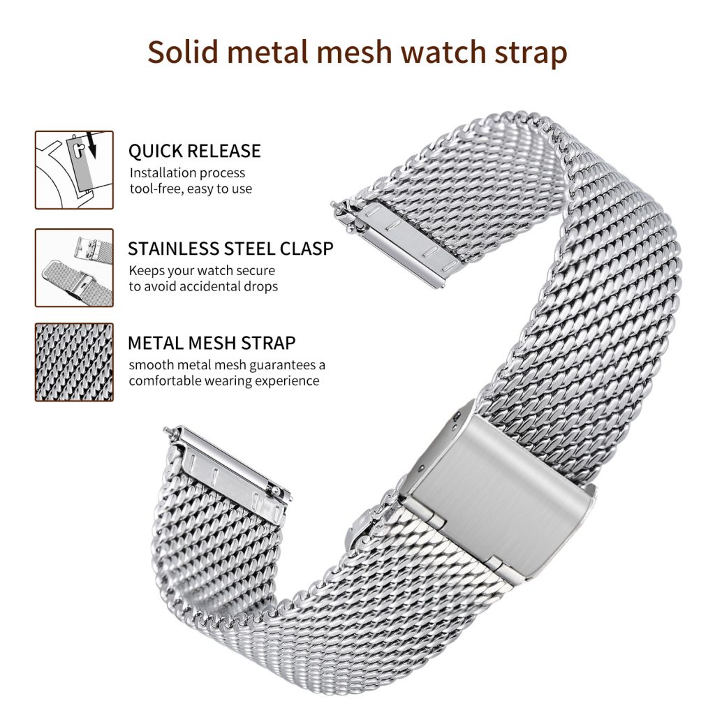 Stainless Steel Metal Mesh Quick Release Strap Milanese Bracelet Replacement