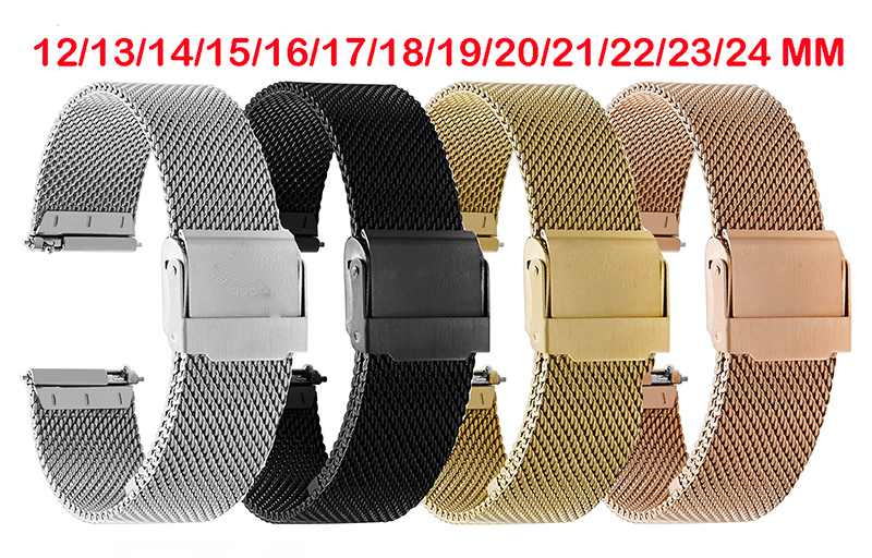 Custom logo on the buckle of stainless steel watch mesh band
