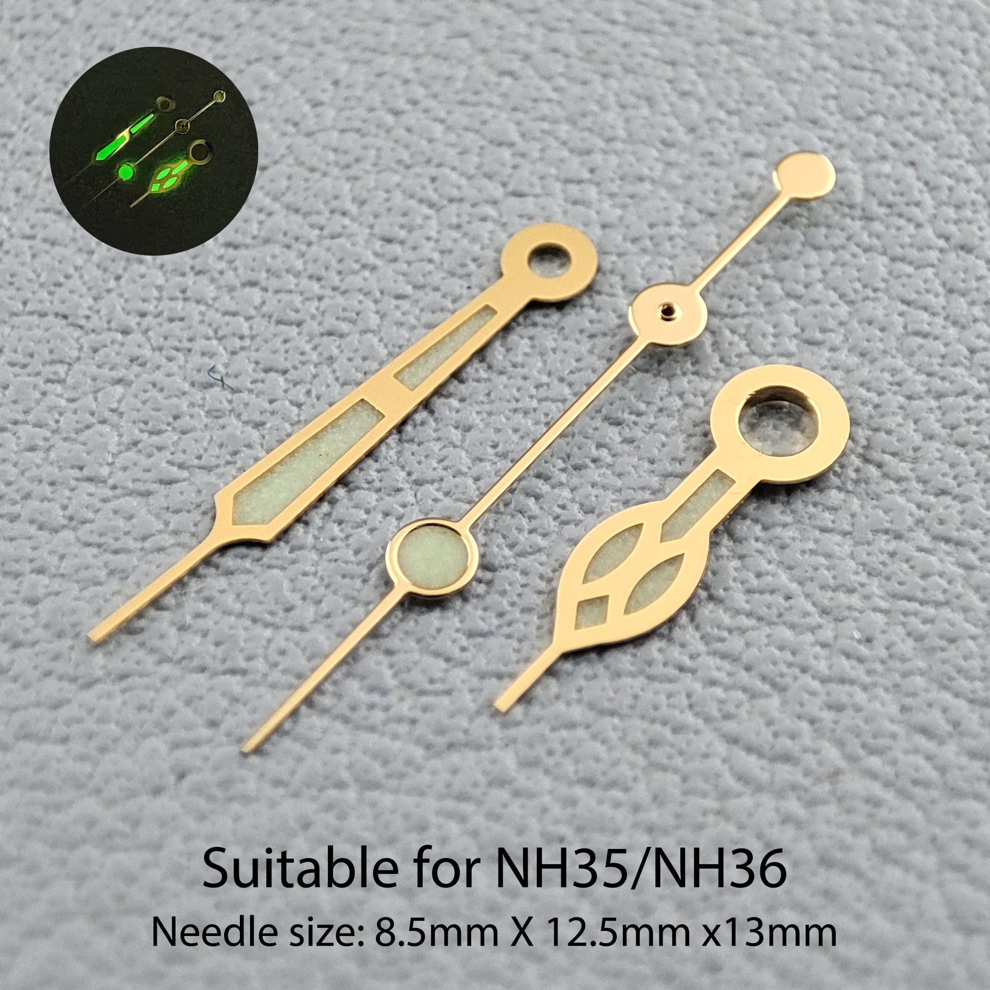 Custom luminous C3 hands in gold and other color,luminous watch hands,mens watch luminous hands